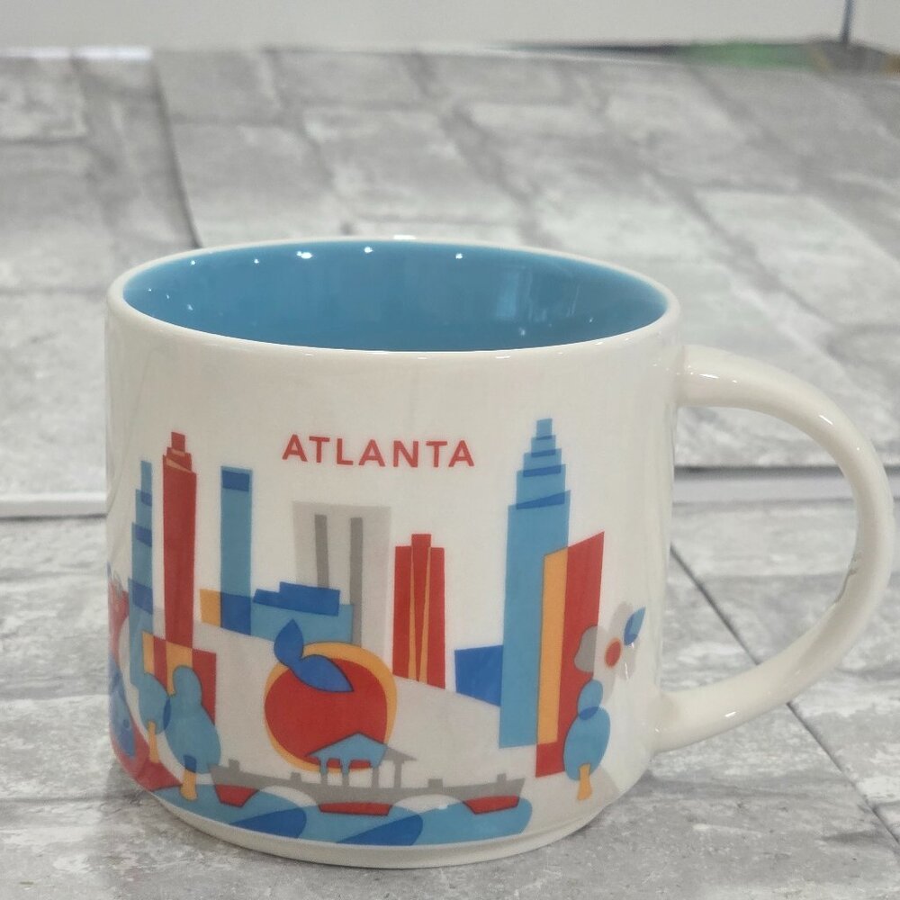 Starbucks Coffee Mug Atlanta You Are Here Collection Blue White Ceramic 14oz
